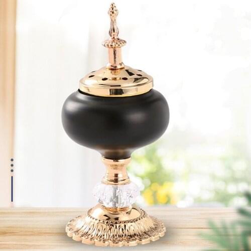 Metal Decorative Arabian Bakhoor Incense Burner Mabkhara Censer Candle Holder Hollow Out Home Living Room Office Decor 8*19cm