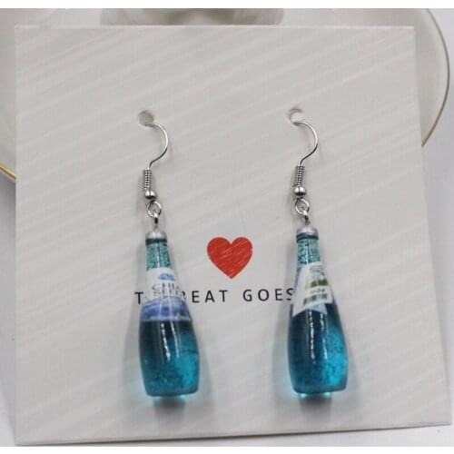 Fashion Beverage bottles Earring Creative Simulation of Mineral Bottles Earrings Cute Handmade Earrings Womens Jewelry