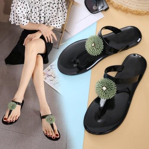 Fashion Women Flip Flop Bohemian Style Beautiful Green Grass Sexy Jelly Flat Slippers (Size 36-41)