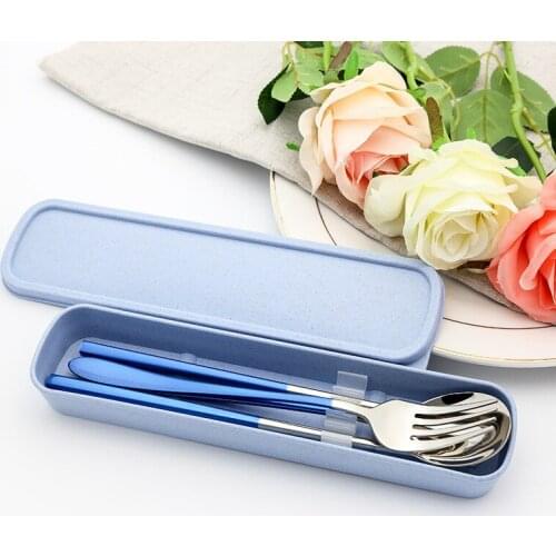 304 Stainless Steel Portable tableware spoon chopsticks set creative gift outdoor travel kitchen accessories