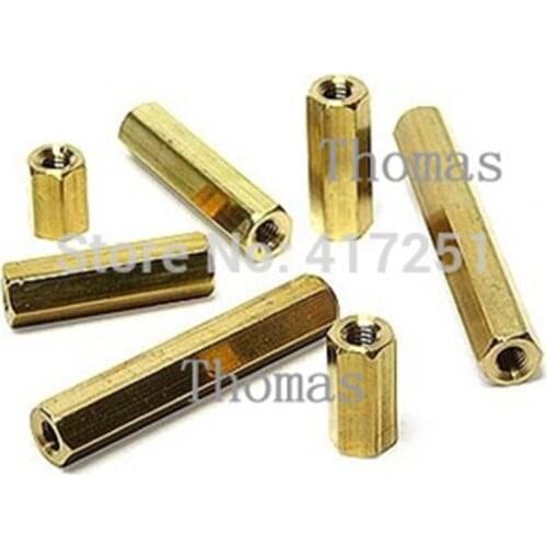 Low price 1 piece M4*8 Hexagonal Threaded Double Pass Brass Spacers Hexagon Copper Post Fasteners