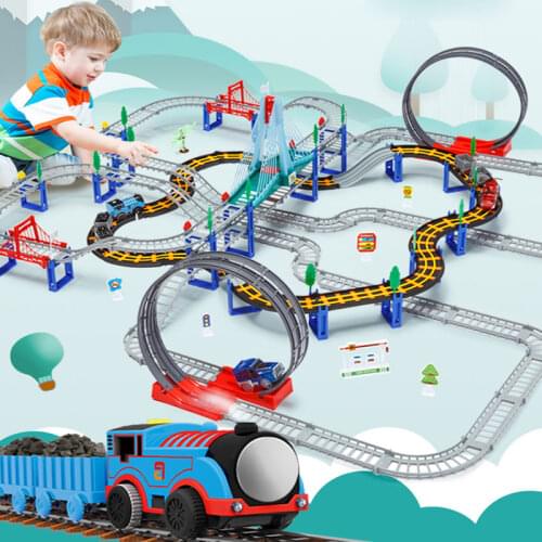 New Electric Train Railway Set Trains Toy For Childrens Railway Toys Electric RC Trains Model Simulation Kid Train Toy Set
