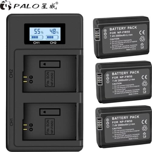NPFW50 NP FW50 NP-FW50 Battery For Sony Camera Battery+LCD USB Dual Charger For Sony Alpha a6500 a6300 a6000 a5000 a3000 NEX-3N
