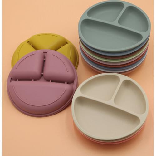 Children Dishes Silicone Baby Bowl Round BPA Free Smile Face Tableware Kids Training Feeding Dinner Plate Kitchen Fruit Dishes