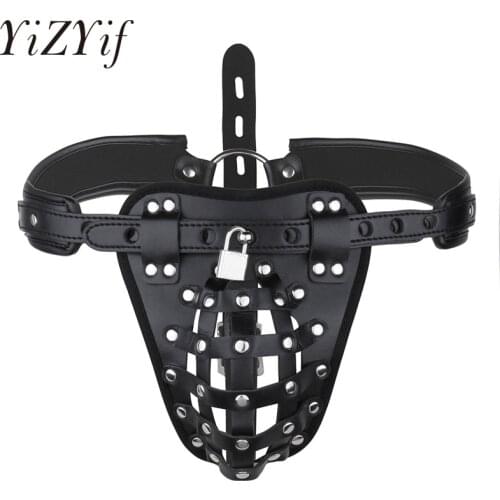Sexy Mens Fetish Crotchless chastity Panties Penis Harness Men Jockstrap G-string Thong Hollow Out Lingerie Underwear with Lock