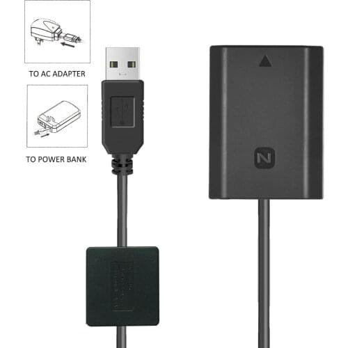 NP-FZ100 Dummy Battery Charger Power Bank USB Cable For Sony A6600 ILCE-6600 A7 III ILCE-7M3 ILCE-7M3K A7R III ILCE-7RM3 Camera