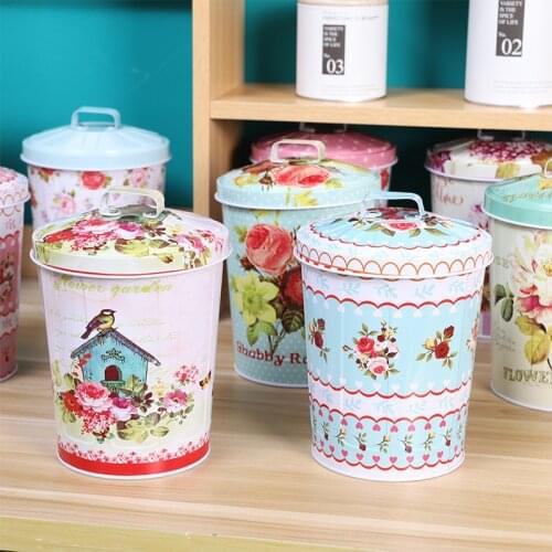 Vintage Flower Europe Metal Storage Case Organizer Home Decor Snack Candy Biscuits Coffee Box Desktop Receive Arrange