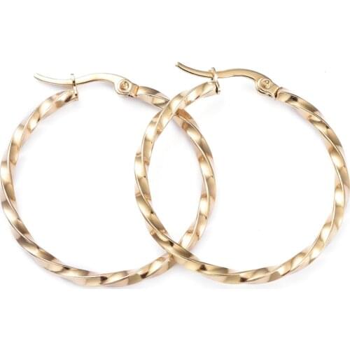 10 Pairs Golden Stainless Steel Hoop Earrings with Pins Twisted Ring Stub Earring for Women DIY Jewelry Accessories Ear Buckle