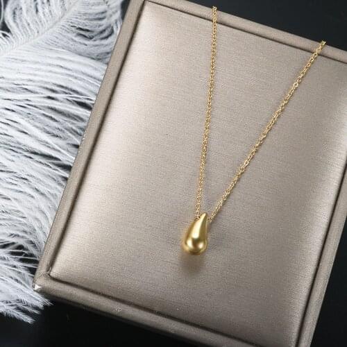 ZMFashion Solid Water Drop Pendant Women Necklace Trendy Stainless Steel Clavicle Chains Aesthetic Choker Jewelry Gifts
