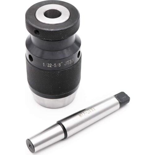 1/32 inch- 5/8 inch Super Heavy Duty Drill Press Chuck Keyless JT33 Mount & MT2-JT33 Drill Chuck Arbor, High-Precision
