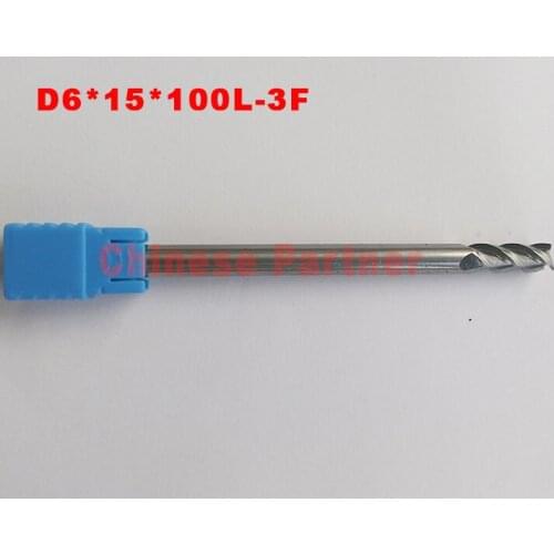 1pc 6mm hrc50 D6*15*100L 3 Flutes end mill for Aluminum milling cutter Tools Carbide CNC Endmill Router bits knife