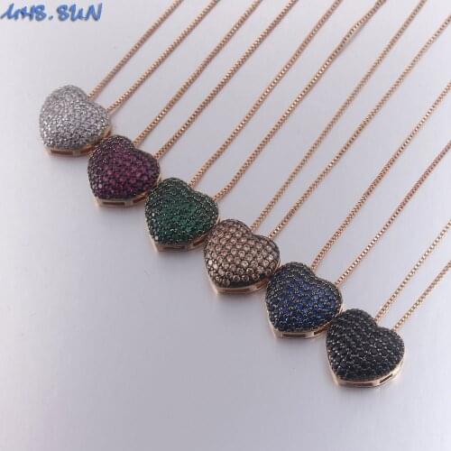 MHS.SUN 1PC Romantic AAA Cubic Zircon Necklace Jewelry With Heart Pendant Fashion Women Chain Necklace Crystal Choker Party Gift