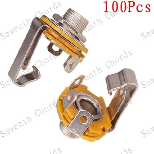 100 Pcs Mono Closed Circuit Bass Guitar Jack Plug Input Socket / Pickup jack