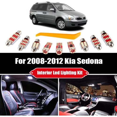 13 Bulbs For 2008-2010 2011 2012 Kia Sedona White Canbus LED Car Accessories Light Interior Kit Map Dome Trunk Door License Lamp