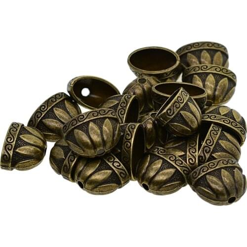 20 Pieces Large Pewter Caps Flower Focal Fringe Tassel End Caps Jewelry DIY