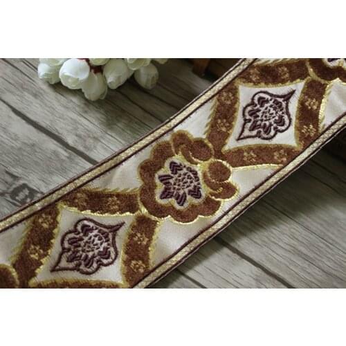 4yards/lot wide 8.5cm Woven Jacquard Ribbon Geometric design with fluff for curtain and clothing accessory LS-1525