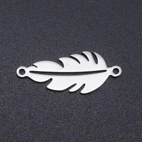 5pcs/lot 100% Stainless Steel Peacock Feather Connector Charms Wholesale Accept OEM Order
