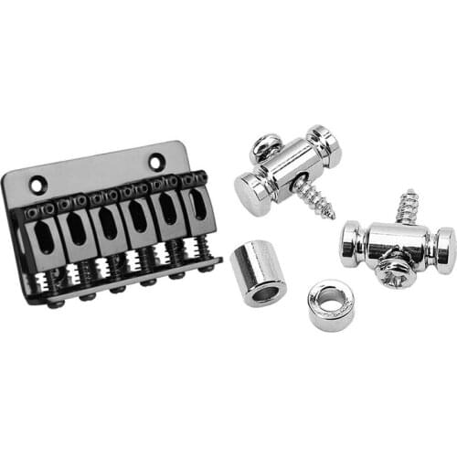 6 Saddle Hardtail Bridge Top Load 65mm Guitar Bridge with 2Pcs Roller String Tree for Guitar Electric Acoustic Box