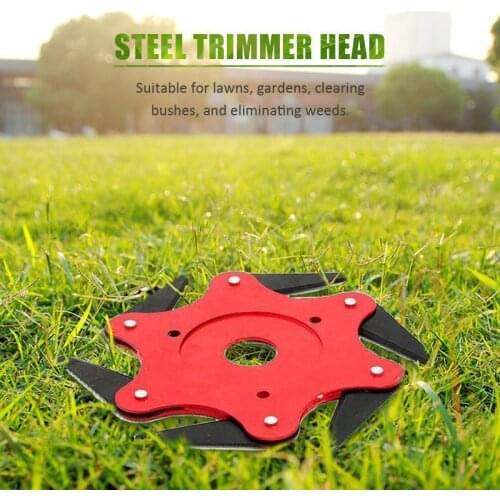 Steel Trimmer 6 Blades Cutter Head Grass Trimmer Brush 65Mn Weed Brush Cutting Head Garden Power Tool Accessories for Lawn Mower