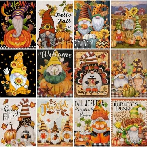 HUACAN 5D DIY Diamond Mosaic Santa Claus Cartoon Diamond Painting Pumpkin Full Embroidery Cross Stitch Wall Decor
