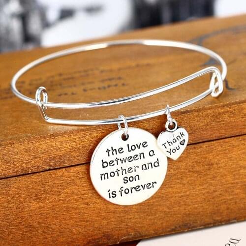 Love Between Mother And Son Bracelet Heart Thank You Charm Family Love Mothers Gifts Mom jewelry Female