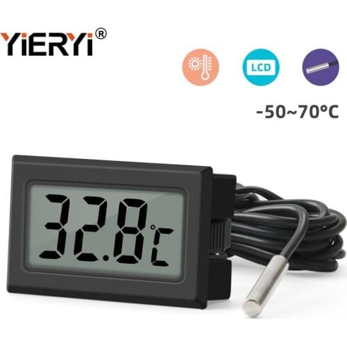 Yieryi Digital Thermometer Hygrometer Mini Black Wired/Wireless Electronic Thermostat for Aquarium Pet Boxes Houses Gardens