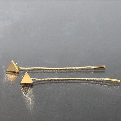 Long Golden Silver Plated Tassel Chain Pendant piercing Triangle Drop Earrings Women Fashion Dangle Earrings