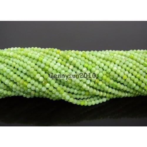 Grade AAA Brilliant Cut Shining Natural Green Opal Gems Stones 2mm Faceted Round Beads 15" Jewelry Making 2 Strands/Pack