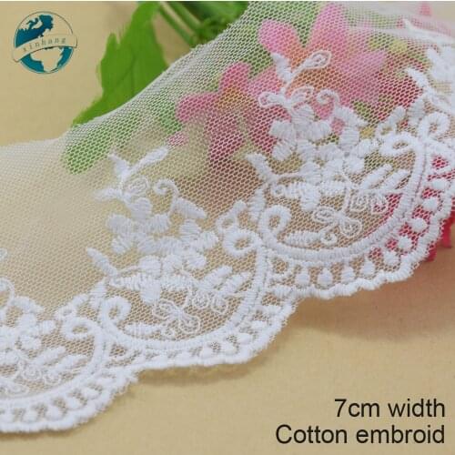 3yards 7cm width embroid sewing ribbon guipure lace trim or fabric diy craft supply wedding Accessories free shipping#2875