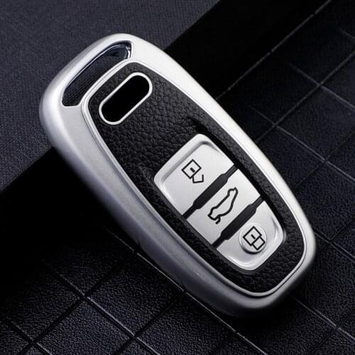 Hot TPU+Leather Grain Car Remote Smart Key Cover Case Shell For Audi A1 A3 A4 A5 A6 A7 A8 Quattro Q3 Q5 Q7 2009-2015 Accessories
