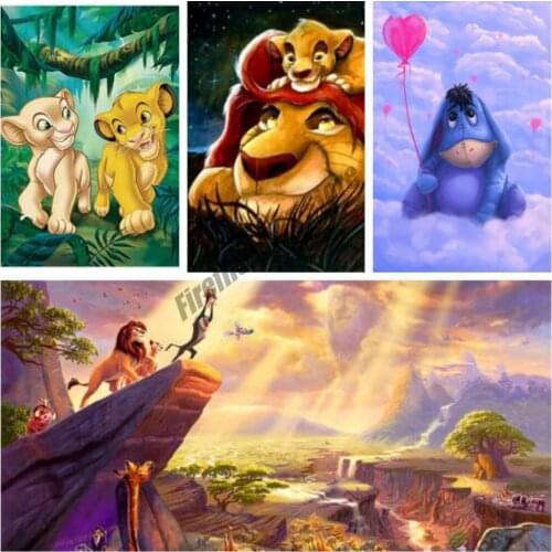 5D Diamond Painting Disney Lion Cross Stitch Kits Diamond Embroidery Mosaic Cartoon Animal Picture Children Room Decoration