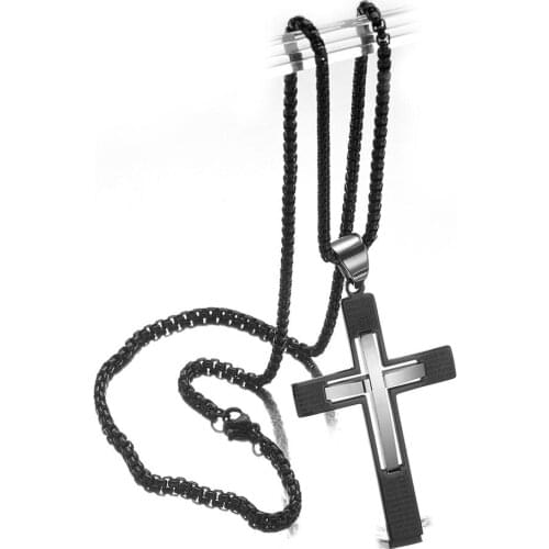 New Stainless Steel Vintage Design Runes Christian Cross Pendant Biker Mens Womens Necklace Jewelry With Free Box Link Chain