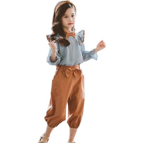 Teen Girls Clothing Blouse + Pants Girls Clothing Patchwork Tracksuit Girl Casual Style Tracksuits For Children Spring Autumn