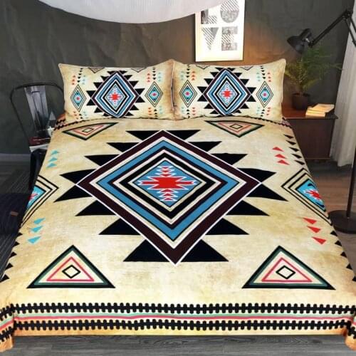 Traditional Geometric Pattern Quilt Cover with 2 Pillowcase Fashion Bedding 3 Piece Set Available Size Bed Duvet Cover