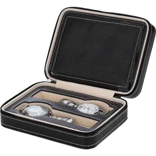 2/4/8 Grids Portable Watch Box Organizer Faux Leather Zipper Watch Display Box Wrist Watch Storage Box Case Watch Organizer Box