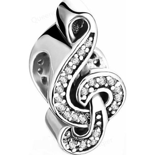 925 Sterling Silver Charms MUSIC European Bead Fit Original Bracelet Chain DIY Pendant Charm Beads Girl Women Jewelry Making