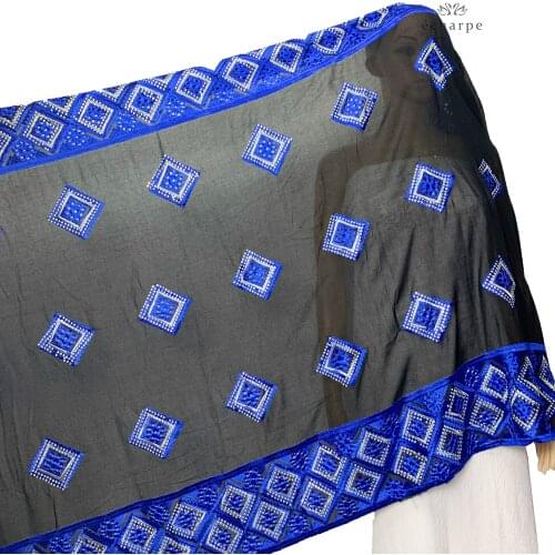 High Quality Heavy Cotton Scarf Dubai Standard Cotton Scarf Rhinestones Embroidery African Women Party Hijab Shawls ES706