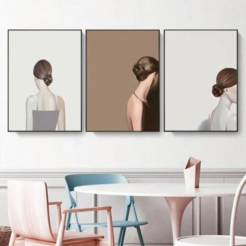 Modern Fashion Girl Wall Art Canvas Painting Nordic Girls Fashion Clothing Girl Poster Paint Bedroom Dressing Room for Home Deco