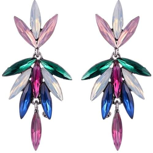 TODOX New Korean Personality Fashion Jewelry Earrings For Women Retro Geometric colorful Acrylic Crystal Female Elegant Earrings