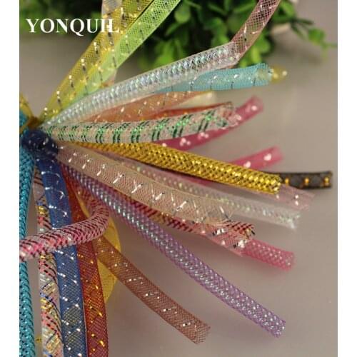 Metallic 8mm Tubular Horsehair Crinoline Tube Crin Net Fabric Trimming For Hair Accessories 90Yds/Lot 24 Colors Free Shipping