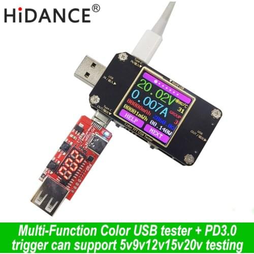 USB tester TFT DC Digital voltmeter current voltage meter volt amp ammeter detector power bank charger indicator + PD3.0 trigger