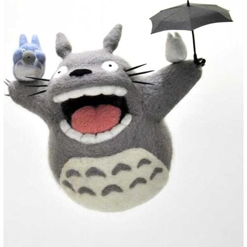 Non-Finished Felt Kit Cartoon Cute Totoro Wool Felting Toy Doll Wool Felt Poked Kitting DIY Package Non-Finished For Women Girls
