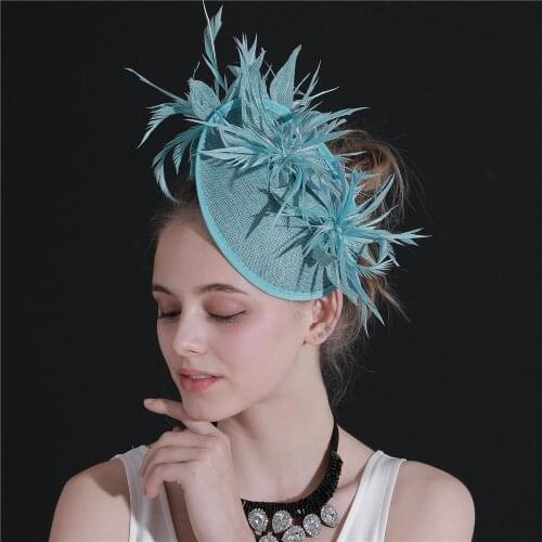 Imitation Sinamay Fascinator Women Hats Ladies Elegant Wedding Party Fascinators Bridal Feathers Hair Accessories Hair Clips