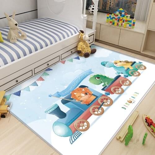 High Quality Non-Slip Children Flannel Carpet Baby Carpet Baby Mat Train Animal Pattern Children Comfortable Rectangle Carpet