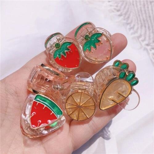 New Sweet Girl Simple Colorful Cute Fruit Small Catch Clip Hair Accessories Personality Fashion Womens Hair Claws Headwear