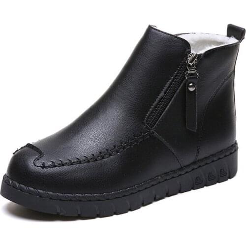 Shoes Woman Winter Warm Fur Ankle Boots For Women Snow Boots Leather Sneakers Black Fur Snow Shoes Female Booties rtg5