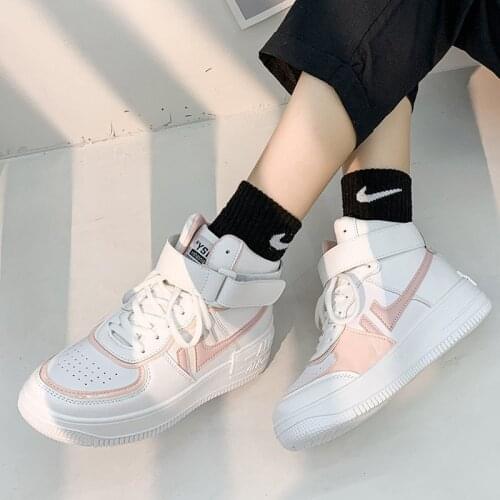 High quality Fashion Sneakers White Women Shoes PU Leather Lace Up Female Shoes Platform Flats Casual Ladies Vulcanize Shoes