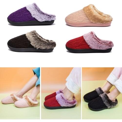 Winter Women Slippers Couple Flat Shoes Women Fur Slides Warm Ladies Casual Non-slip Soft House Slipper Indoor Bedroom Fashion