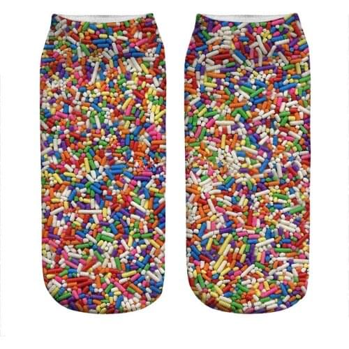 Womens socks kawaii Rainbow Sprinkles Socks Printed Socks Woman harajuku Happy Funny Novelty cute girl gift Socks for women