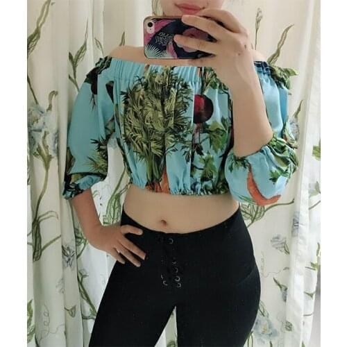 Custom Made Women Plus Size 3XS-10XL Sexy Printed Short Crop Top Blue/Red